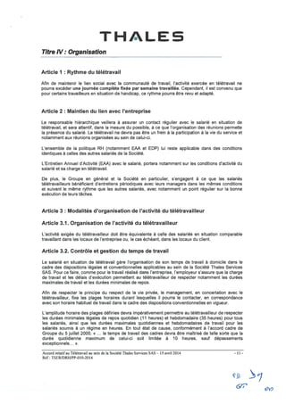 Thalès Services : accord télétravail