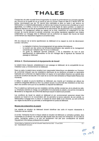 Thalès Services : accord télétravail