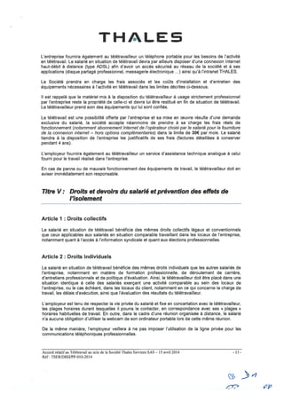 Thalès Services : accord télétravail