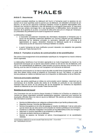 Thalès Services : accord télétravail