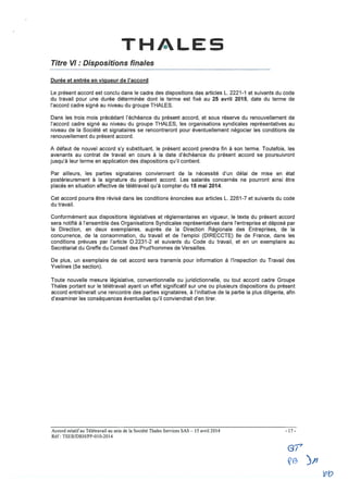 Thalès Services : accord télétravail