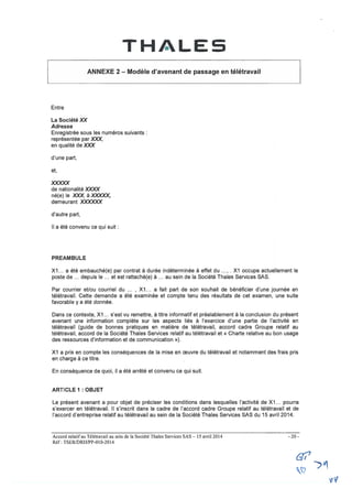 Thalès Services : accord télétravail