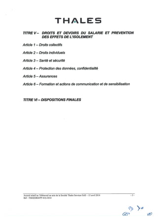 Thalès Services : accord télétravail