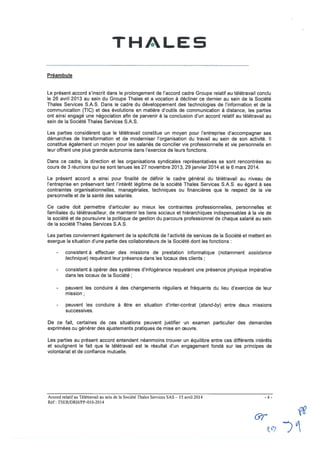 Thalès Services : accord télétravail