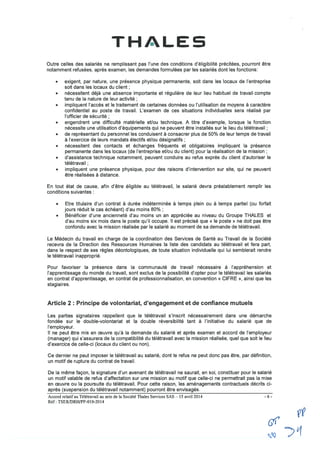 Thalès Services : accord télétravail