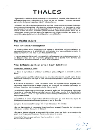 Thalès Services : accord télétravail