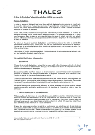 Thalès Services : accord télétravail