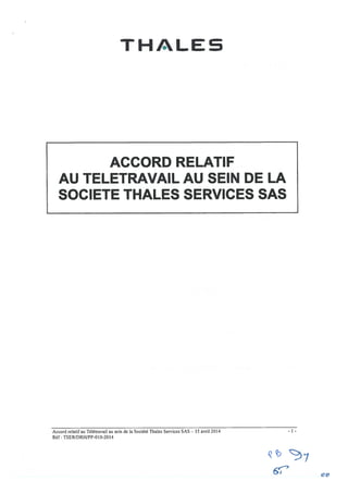 Thalès Services : accord télétravail