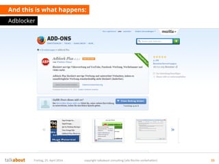 And this is what happens:
Adblocker
Freitag, 25. April 2014 copyright talkabout consulting (alle Rechte vorbehalten) 15
 