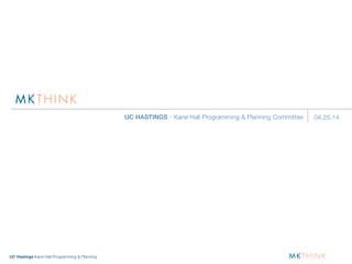 UC Hastings Kane Hall Programming & Planning
UC HASTINGS - Kane Hall Programming & Planning Committee 04.25.14
 