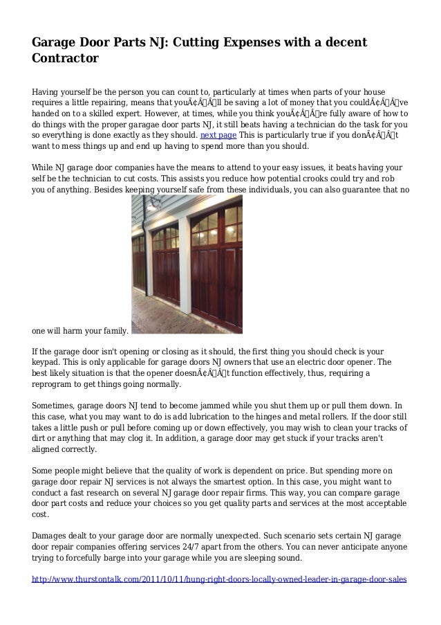 Garage Door Parts Nj Cutting Expenses With A Decent Contractor