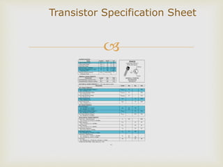 
Transistor Specification Sheet
 