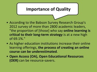 Measuring Online Course Design Quality with Open Resource Metrics