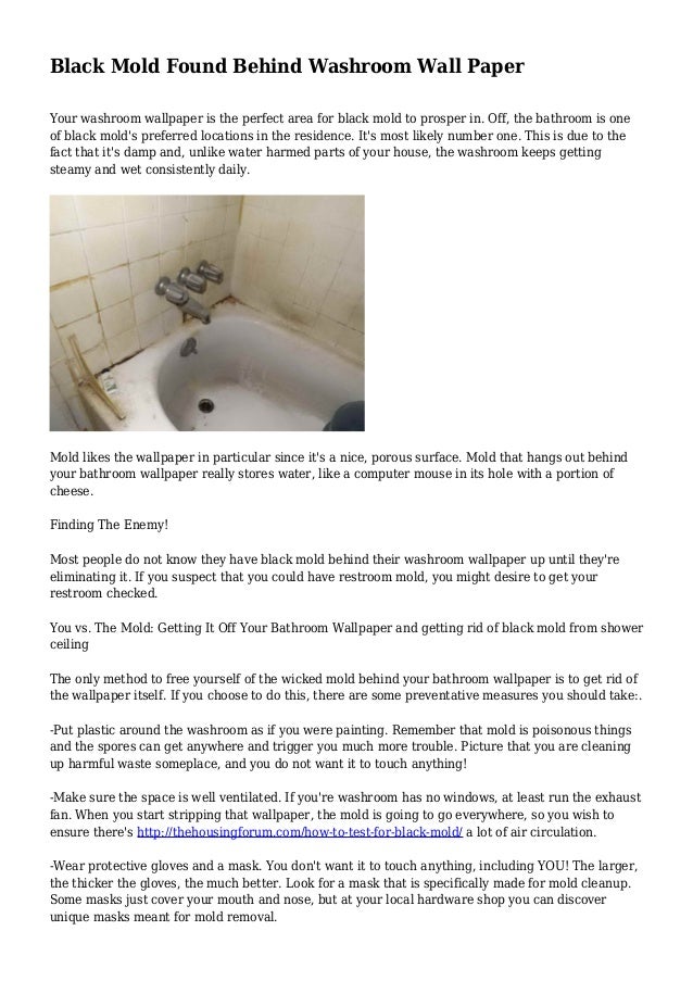 Black Mold Found Behind Washroom Wall Paper