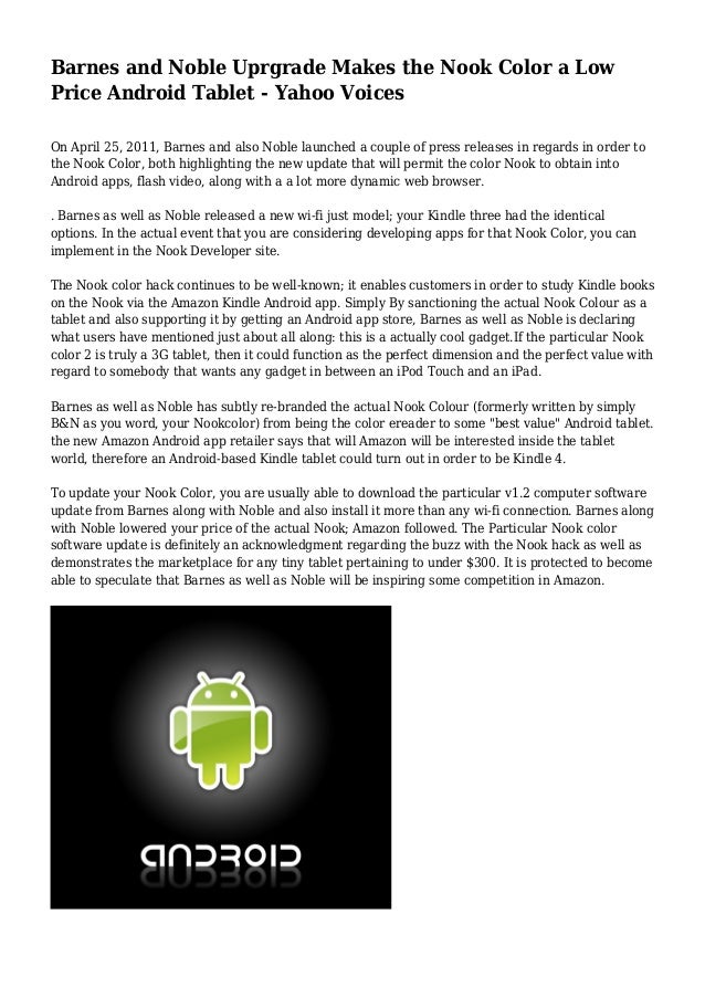 Barnes And Noble Uprgrade Makes The Nook Color A Low Price Android Ta