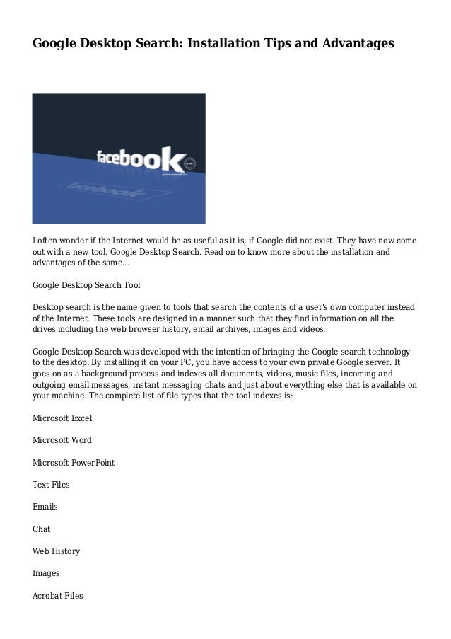 Google Desktop Search Installation Tips and Advantages