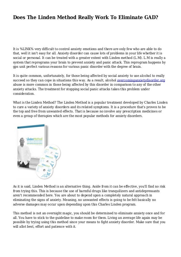 Does The Linden Method Really Work To Eliminate GAD?