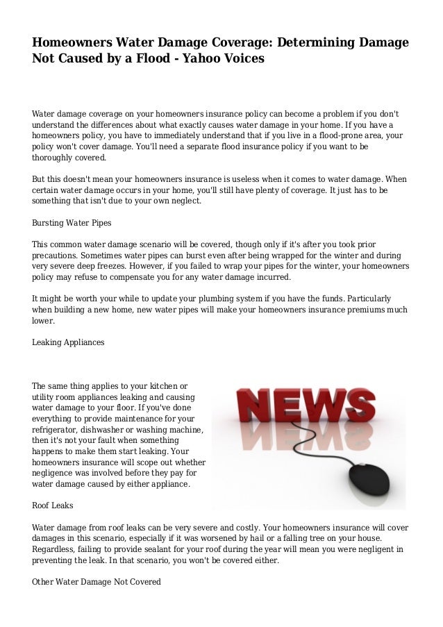 Water Damage Coverage Insurance