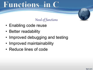 functions in C and types | PPT