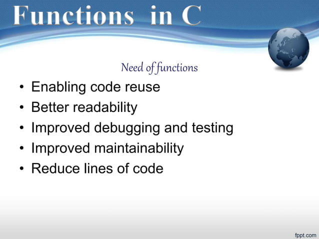 functions in C and types | PPT