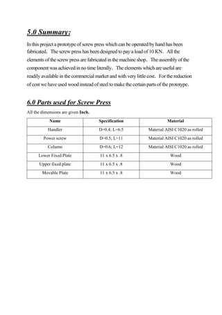 Project Report on Screw Press | PDF