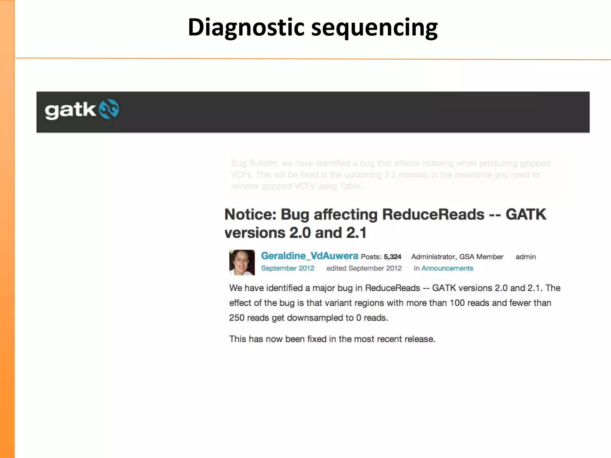 Diagnostic sequencing