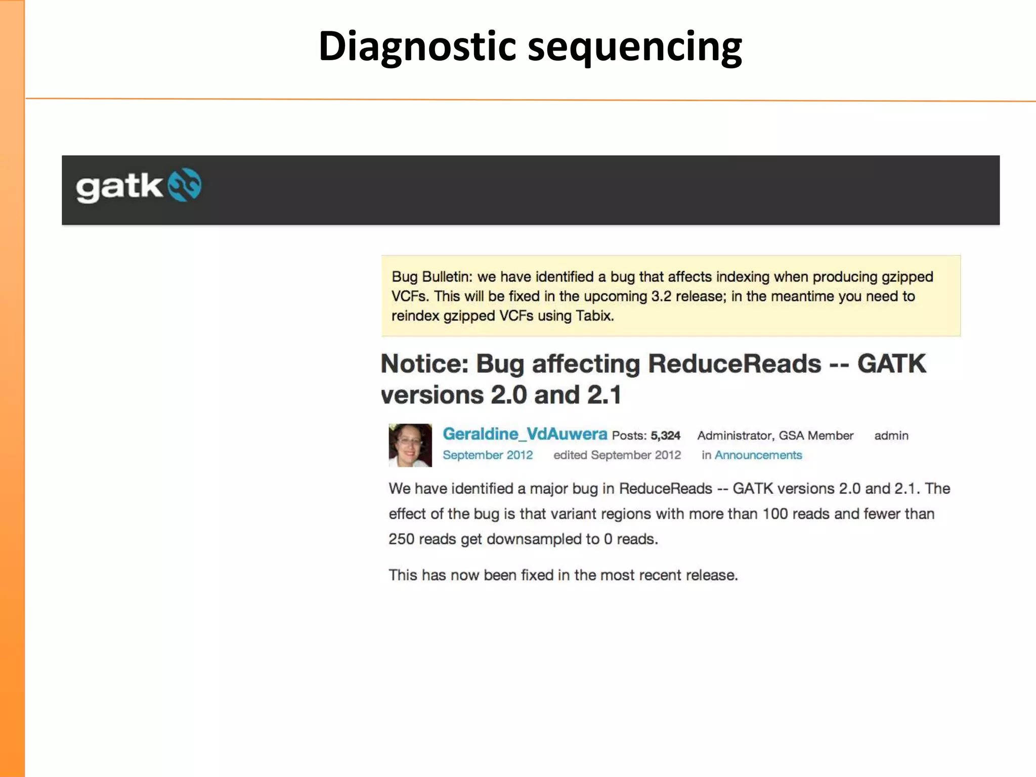 Diagnostic sequencing