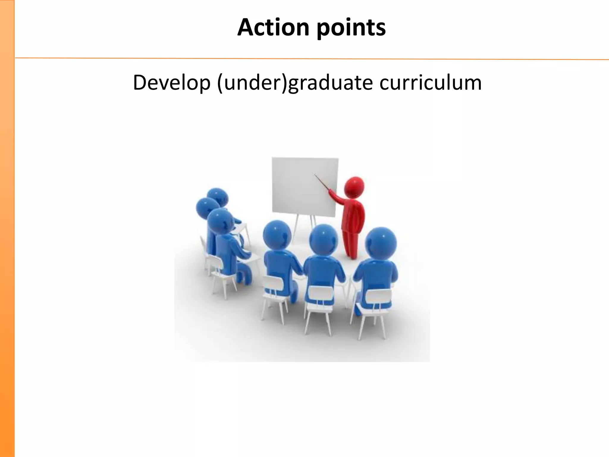 Action points
Develop (under)graduate curriculum