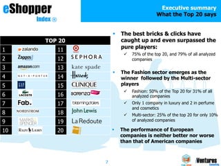 7© iVentures Consulting 2014
eShopper
Index ®
Executive summary
What the Top 20 says
§  The best bricks & clicks have
cau...