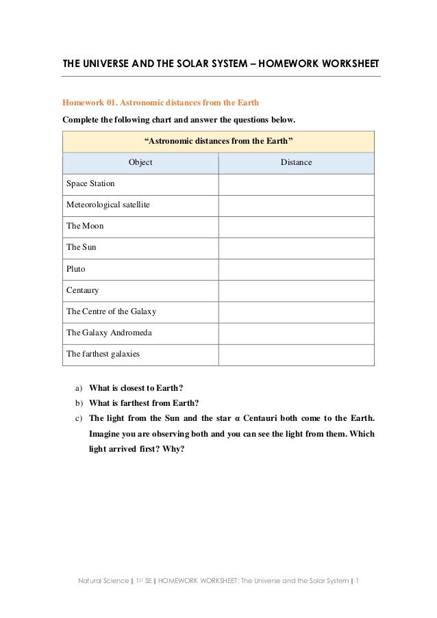 Observing The Solar System Worksheet Answers - Worksheet List