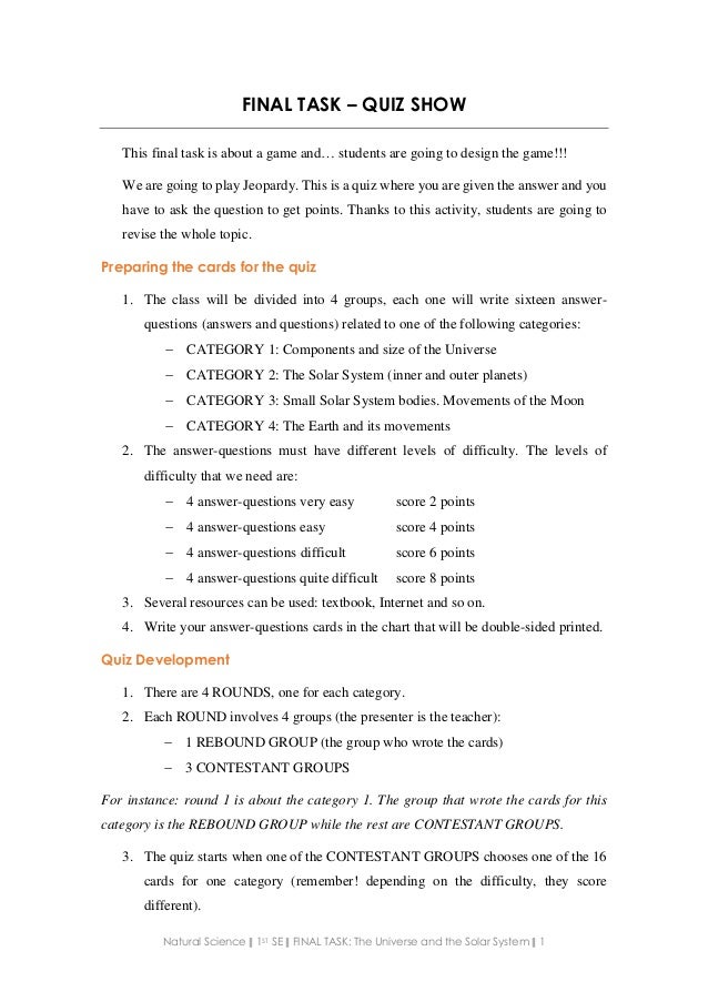 Learning Unit The Universe And The Solar System First Year