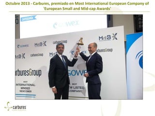 Octubre 2013 - Carbures, premiado en Most International European Company of
'European Small and Mid-cap Awards'
 