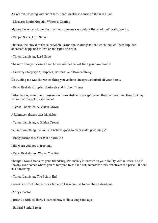 Best Game Of Thrones Quotes You Should Know