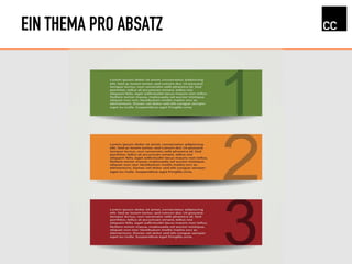 EIN THEMA PRO ABSATZ
 