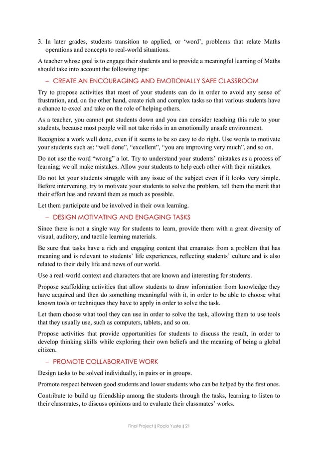 Maths engagment and real-world problem solving through Maths tasks. The ...