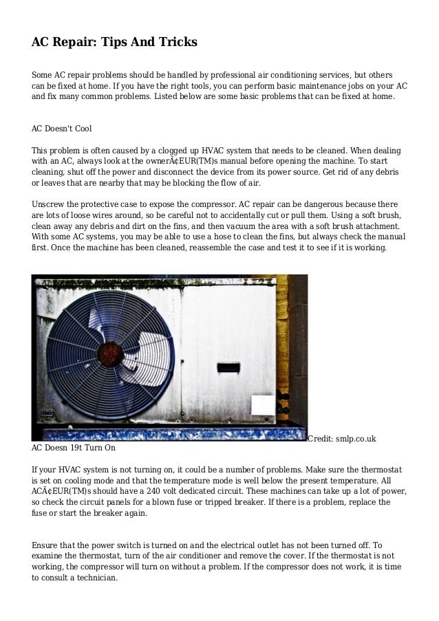 AC Repair Tips And Tricks