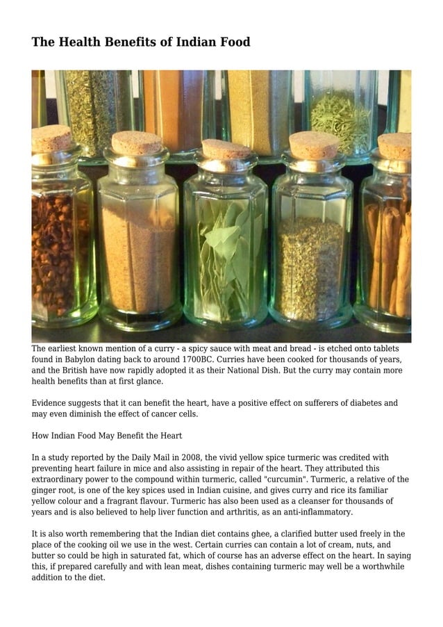The Health Benefits of Indian Food | PDF