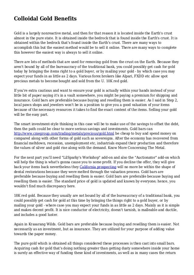 Colloidal Gold Benefits