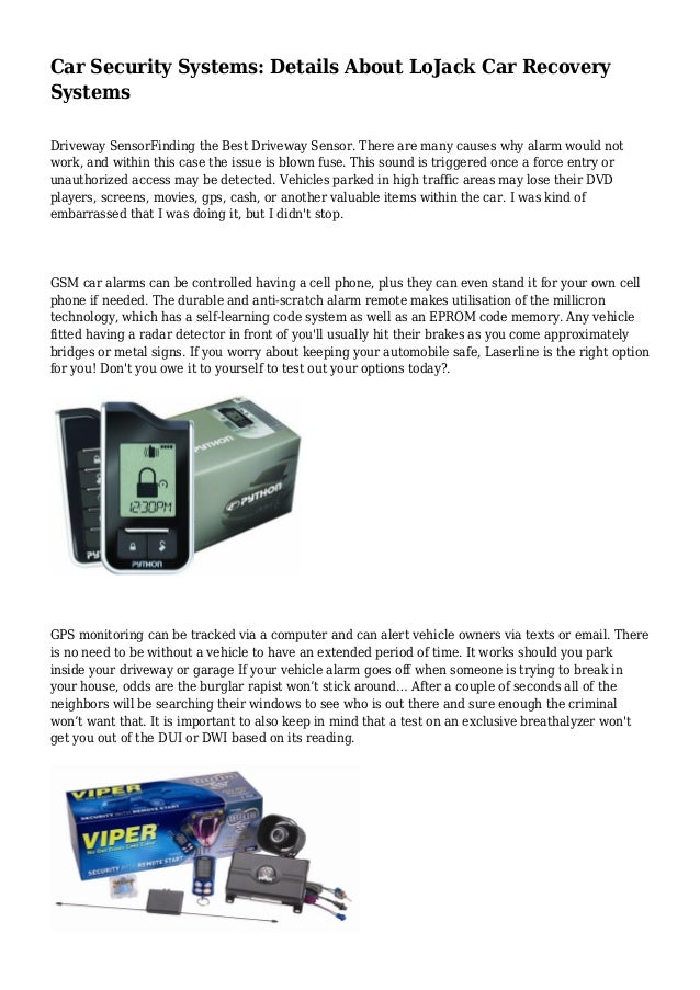 Car Security Systems Details About LoJack Car Recovery Systems