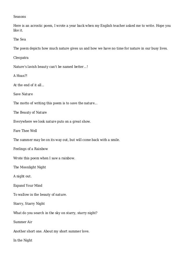 Nature Poems | iBuzzle.com