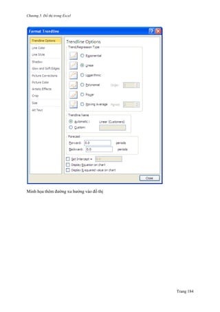 Chương 5. Đồ thị trong Excel
Trang 184
Minh họa thêm đƣờng xu hƣớng vào đồ thi ̣
 