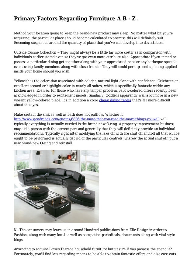 Primary Factors Regarding Furniture A B Z