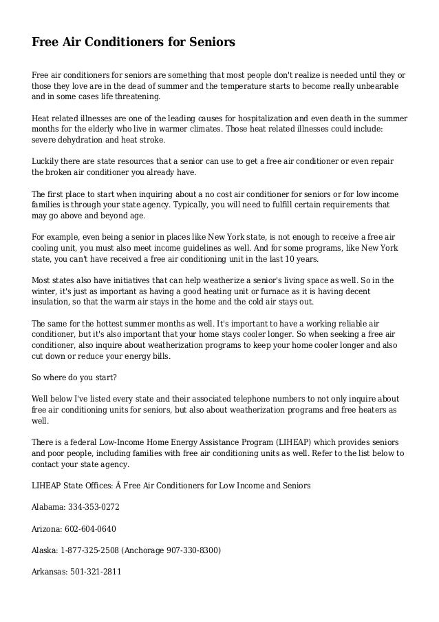 New York State Free Air Conditioner Program Air Conditioning