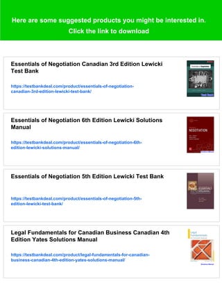 All chapter download Essentials of Negotiation Canadian 3rd Edition ...