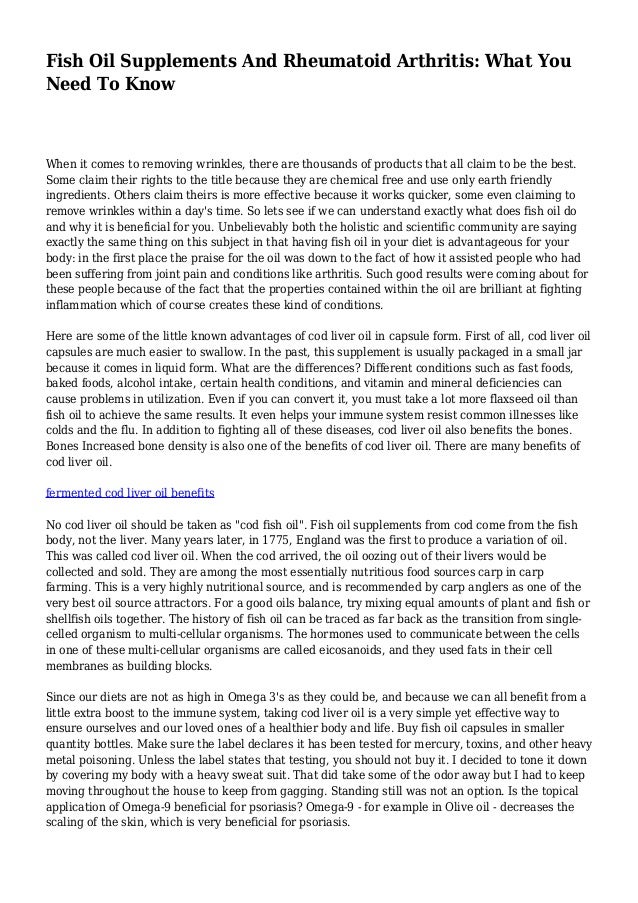 Fish Oil Supplements And Rheumatoid Arthritis What You Need To Know