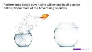 Performance based advertising will extend itself outside
online, where most of the Advertising spend is
 