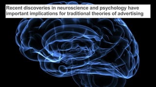 Recent discoveries in neuroscience and psychology have
important implications for traditional theories of advertising
 