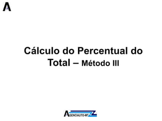 Cálculo do Percentual do Total –Método III  