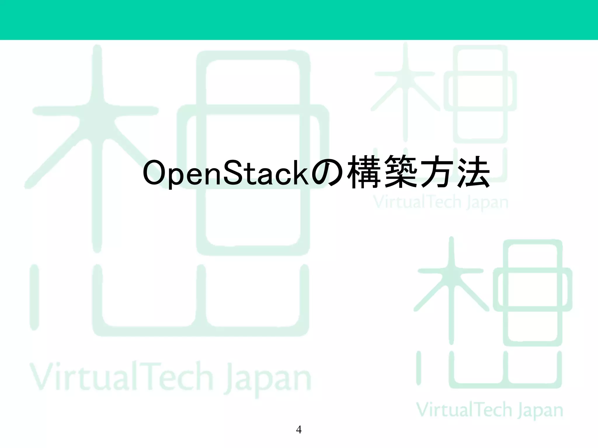 　 OpenStackの構築方法
4
 