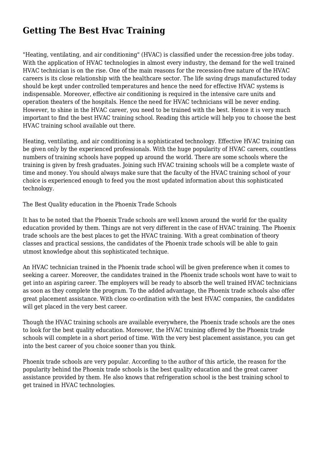 Getting The Best Hvac Training